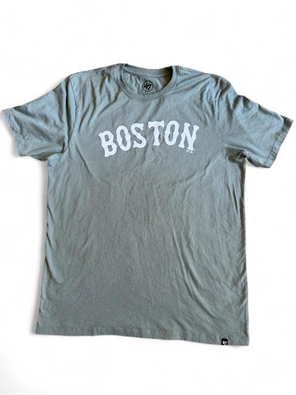 47 Brand Boston Red Sox Short Sleeve T-Shirt in Sage Green with White Print